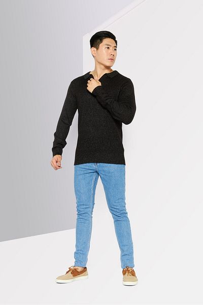 Dkny Men Textured Long Sleeve Sweater, Black