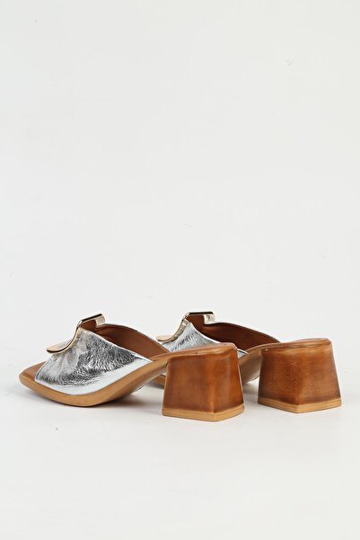 Pierre Cardin Genuine Leather Silver Women's Slippers Pc-54629