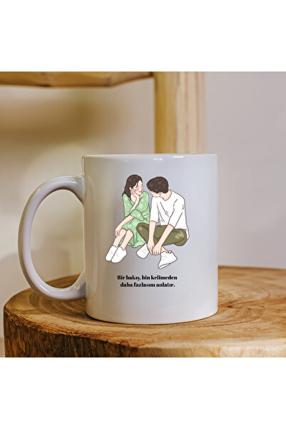 kubdekor نظرة واحدة تروي أكثر من ألف كلمة، كوب هدية مكتوب على شكل قلب