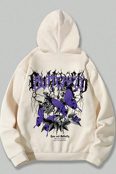 Wish BF Μωβ Πεταλούδα Με σχέδιο oversized με κουκούλα Φούτερ