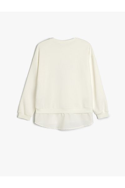 Koton Sequin Sequined Crew Neck Long Sleeve Oversize Sweatshirt