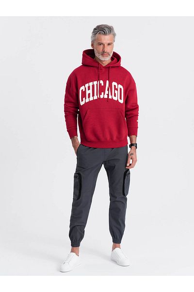 OMBRE Pánské kalhoty JOGGER se zapínáním a kapsami na zip - grafitové V6 OM-PAJO-0135 XXL