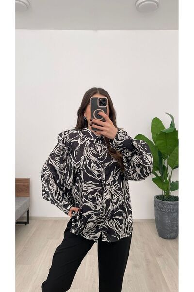 Nazline Жіноча довга сорочка з довгими рукавами та ґудзиками