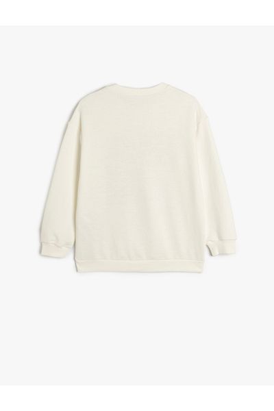 Koton Slogan Printed Crew Neck Long Sleeve Oversize Sweatshirt