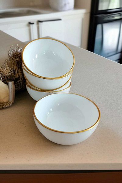 Luminarc Diwali White Gilded 6 Multi-Purpose Bowls 12 cm