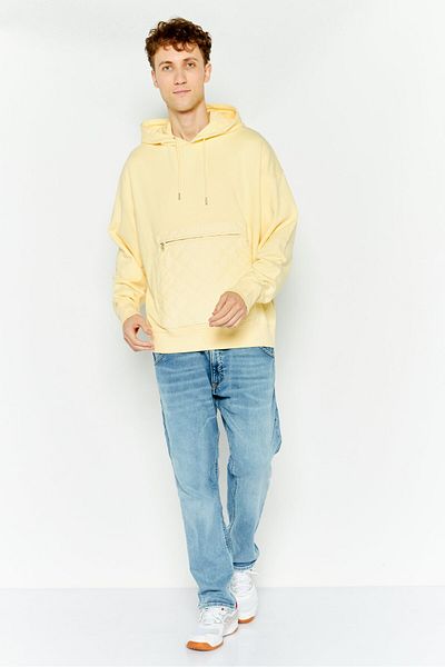 Esprit Men Hooded Textured Long Sleeve Sweatshirt, Yellow