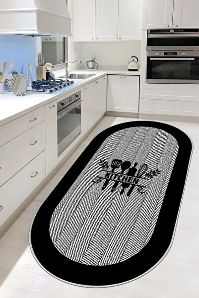 df home Mutfak Halısı Geometrik İskandinav Eskitmeli Dijital Baskı Yıkanabili...