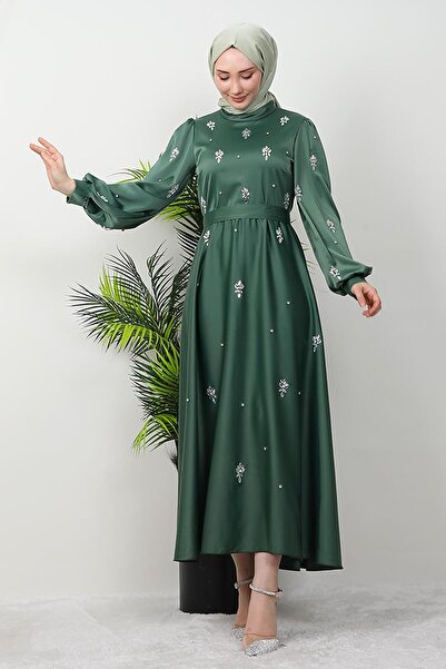 giz astore Ada Saten Abiye Soft Yeşil