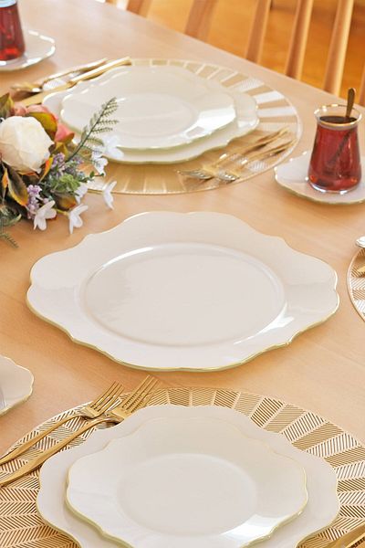 Glore Lotus Cream Gold Gilt Glass Tray