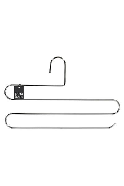 Edora Home Dulap argintiu cu 10 pantaloni și șaluri cu 3 niveluri - Umeraș din metal inoxidabil