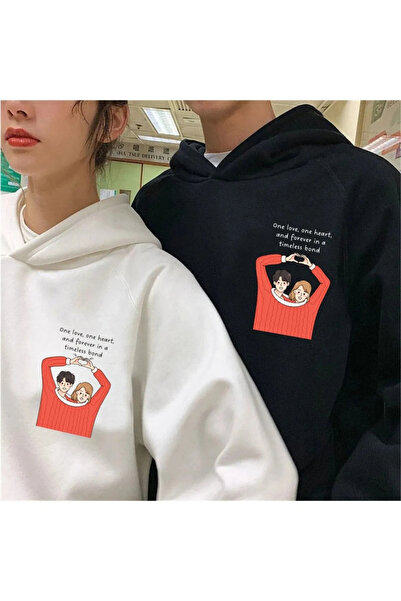 Wish BF Kapşonlu Sweatshirt Çift Sevgili Kombinleri Couple Clothing5