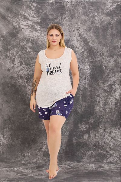 Lady Set pantaloni scurți cu ursuleț de pluș cu imprimeu alb de marime mare Sweet Dreams