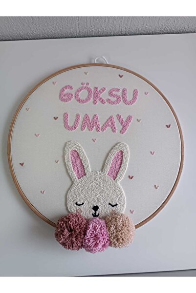 Home hastane kapı süsü / punch isim işlemeli kapı duvar süsü / 30 cm tavşan i...