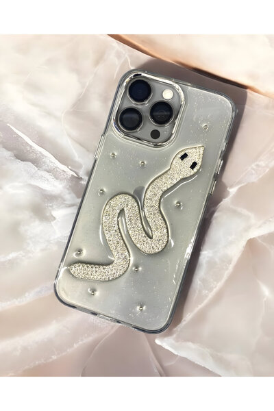 HYPERSOFT Iphone 16 Pro (6.3 inç) Uyumlu Simli Kabartma Figürlü Parlak Epoksi...