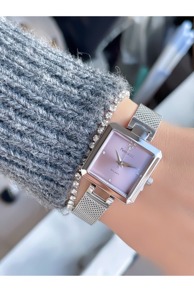 Ferrucci Steel Mesh Cord Milano Square Case Women's Wristwatch + Bracelet with Gift