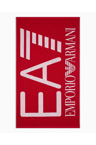 EA7 Πετσέτα Unisex Jacquard Cotton - Κόκκινη πετσέτα θαλάσσης με λογότυπο EA7, μεγάλο μέγεθος 7X000102 AF13300-U5096