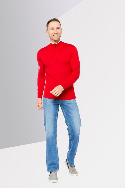 Michael Kors Men High Neck Long Sleeve Embroidered Logo Sweater, Red
