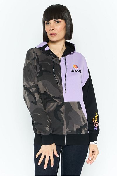 Aape By A Bathing Ape Women Hood With Drawstring Long Sleeve Brand Logo Sweatshirts, Light Purple