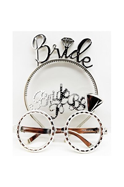 marniva Set de coroană scrisă „Bride” și ochelari cu inscripția „Bride To Be”