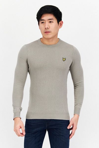 Lyle & Scott Men Crew Neck Long Sleeve Brand Logo Sweater, Grey