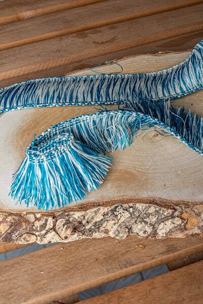 MEFAKS TEKSTİL Bandă decorativă cu volane, 25 de metri, turcoaz crem (pentru ...