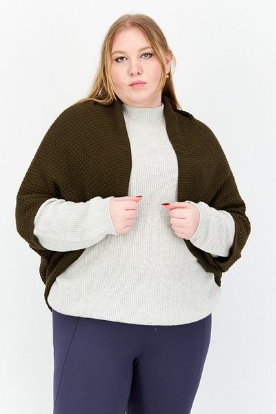 s.Oliver Women Open Front Crochet Cardigans, Olive