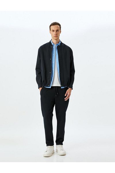Koton Viscose Blended Pocket Detailed Folded Leg Waist Lace up Trousers