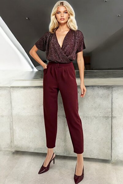 HAKKE Yüksek Bel Düğme Detay Havuç Kesim PANTOLON