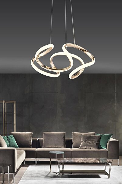 NZL Lighting Gold Kasa Dron Modern Üç Renkli Salon Ledli Avize ve Oturma Odas...