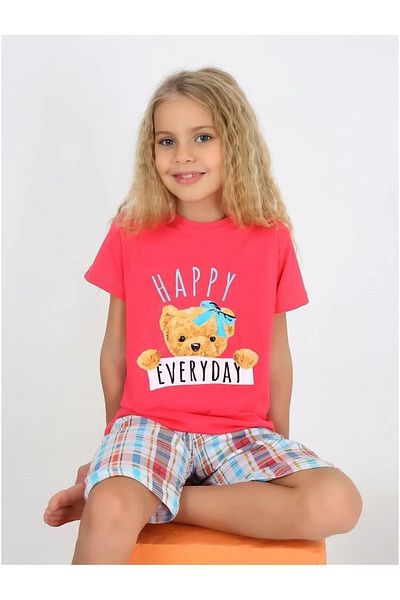 diamondstar Girls' Short Sleeve Capri 100% Cotton Pajamas Set 6/9 Years