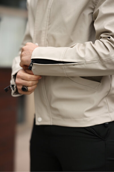 gm giyimarket Ανδρικό δερμάτινο μπουφάν Oversize Vintage Stone Color