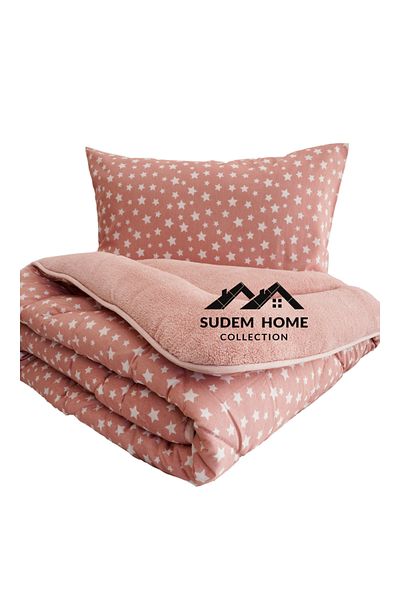Sudem Home Collection Wellsoft Polar Pufidik Quilt Set - Double, Double Sided, Powder Star