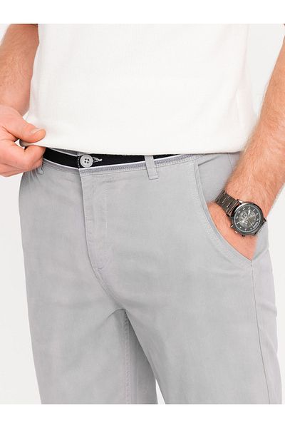 OMBRE Herren Chinohose mit dekorativem Bund - grau V6 OM-PACP-0118 L