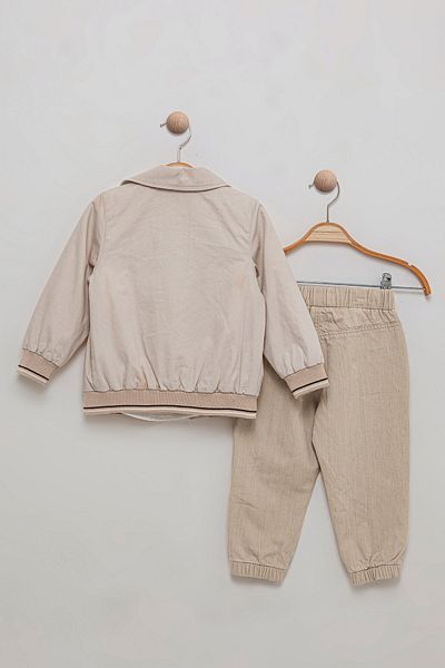 Bombili 3-Piece Boy's Set with Jacket, Trousers, Blouses, Muslin Fabric, Elastic Waist