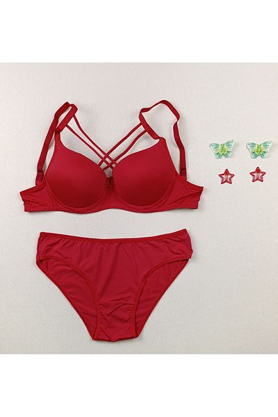 siyalife Push up Padded Cross Drawstring 2-Piece Bra and Panty Underwear Set