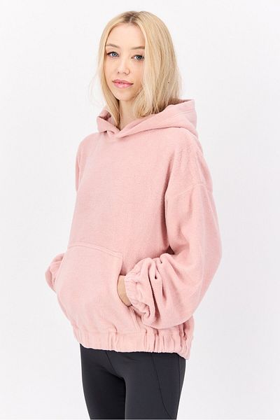 NIA Women Hooded Long Sleeves Textured Sweatshirt, Light Pink