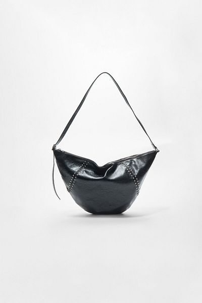 Stradivarius Soft half-moon crossbody bag with studs