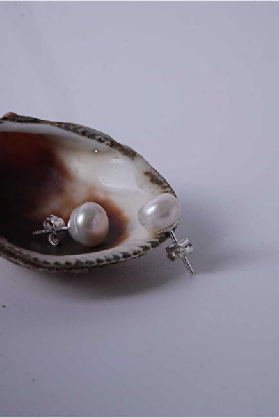 Aksesuaring 12mm Okyanus İncisi Gümüş Küpe