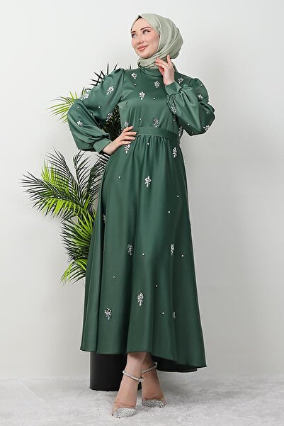 giz astore Ada Saten Abiye Soft Yeşil