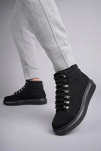 TB Terzi Bey Tb206 Ottawa Lace-up Suede Ανδρικά καθημερινά αθλητικά μποτάκια St - Μαύρα