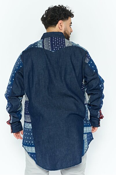 WRANGLER Men Regular Fit Allover Print Long Sleeves Casual Shirt, Navy Blue