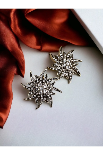 FAYRA ACCESSORIES Crystal Stone Sun Figure Earrings
