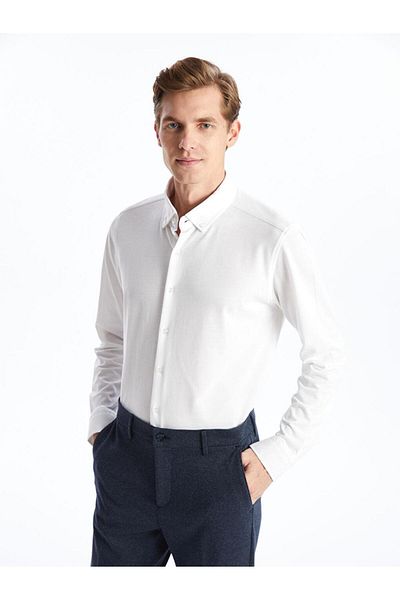 LC Waikiki Ανδρικό μακρυμάνικο πουκάμισο Oxford LCW Vision Slim Fit