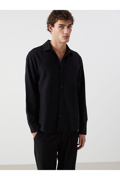 LC Waikiki Ανδρικό μακρυμάνικο πουκάμισο Dobby XSIDE Regular Fit