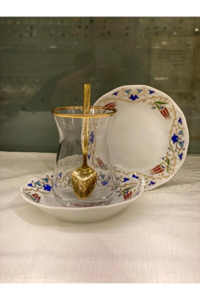 AYBABA STORE 18 Parça Lalenaz Çiçekli Altın Yaldızlı Acem Çay Bardağı Takımı ...