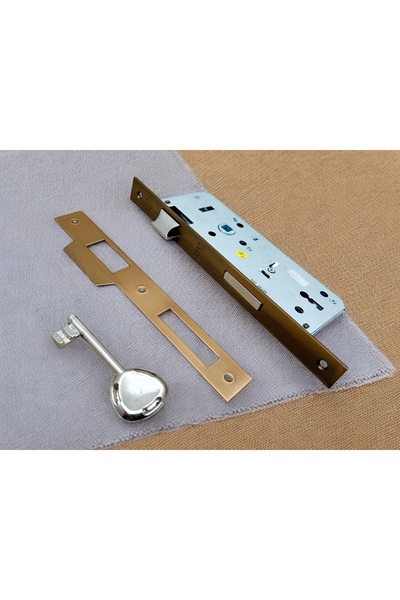 KOLDOOR Özen Handles Mat Antik Sarı İç Kapı Gömme Oda Kilit 40/90/23 Kare 40 Mm 1 Adet