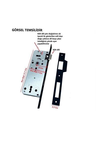 KOLDOOR Özen Handles Mat Antik Sarı İç Kapı Gömme Oda Kilit 40/90/23 Kare 40 Mm 1 Adet