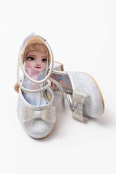 p papuccum ortopedi çocuk ayakkabıları Pantofi de seară cu toc cu velcro argintiu pentru fete