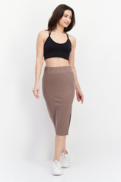adidas Women Sportswear Fit Ribbed Midi Skirt, Taupe