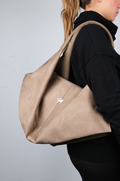 LuviShoes Rally Dark Beige Suede Women's Shoulder Bag